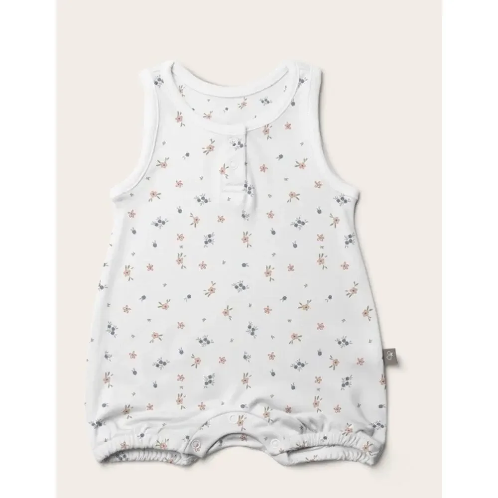 Goumi Kids Baby Romper Quick Change One Piece Size 6-12 Months Bamboo Floral NEW